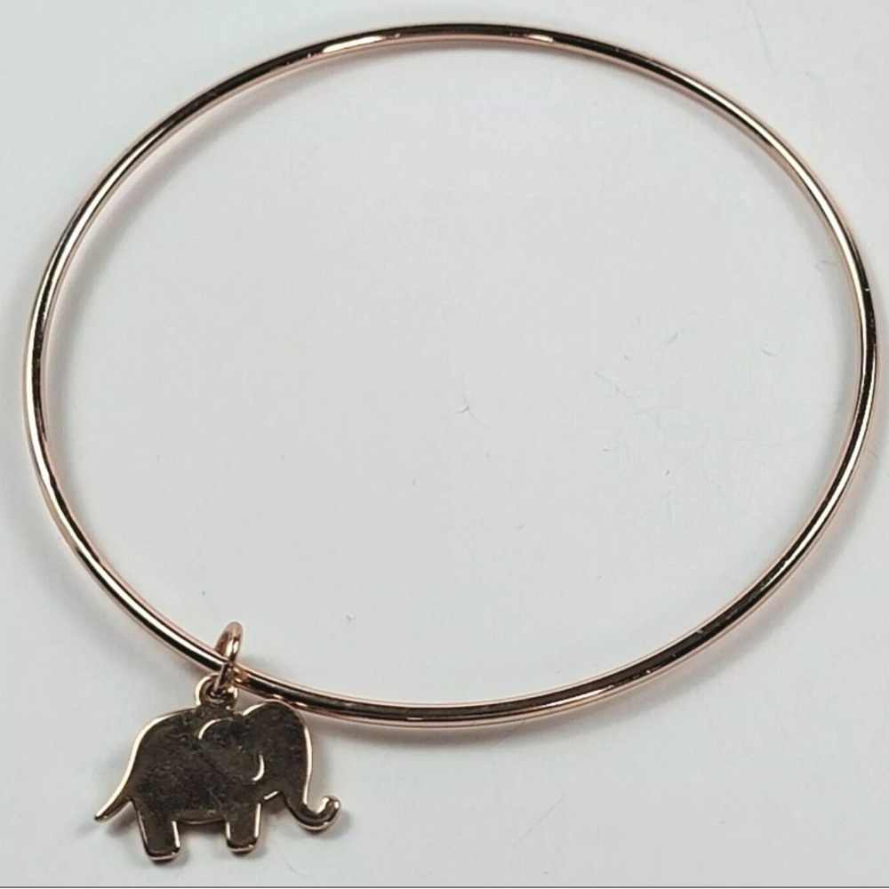 Adorable LA CN Rose Gold Elephant Charm Bangle Bracelet